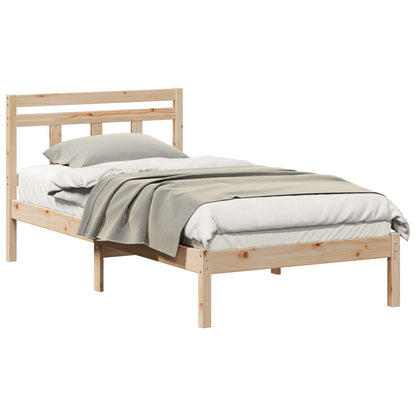 Bed Frame Brown 75 x 190 cm Solid Pine Wood