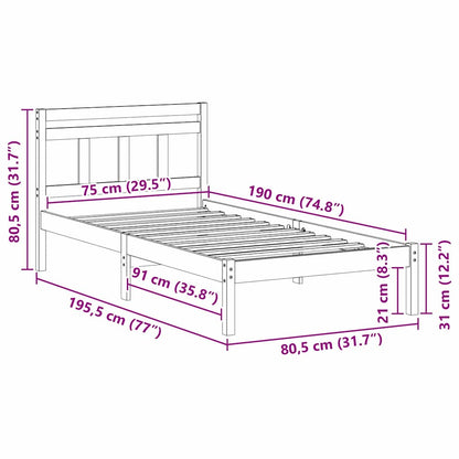 Bed Frame White Solid pine wood