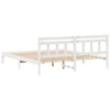 with Headboard White 200 x 200 cm Solid pine wood