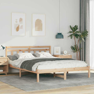 with Headboard Brown 160 cm x 200 cm Solid pine wood