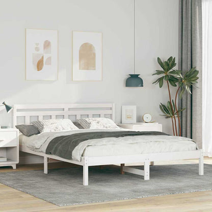 Bed Frame White 160 x 200 cm Solid Pine Wood