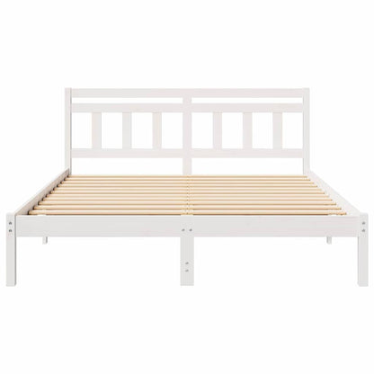 Bed Frame White 150 x 200 cm Solid Pine Wood