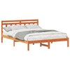 with Headboard Brown 150 x 200 cm Pine wood