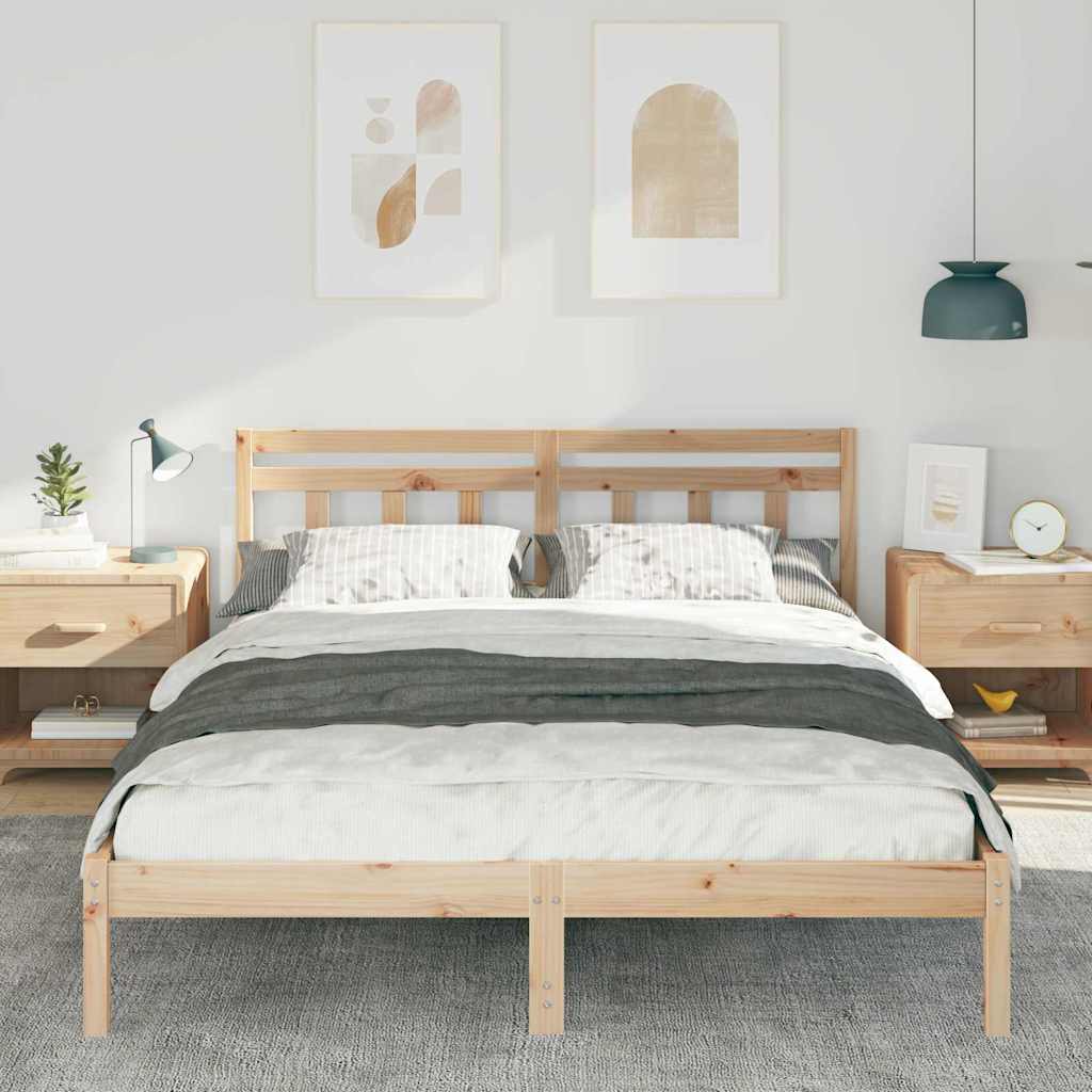 Bed Frame Brown 140 x 200 cm Solid Pine Wood