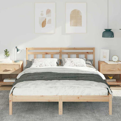 Bed Frame Brown 140 x 200 cm Solid Pine Wood