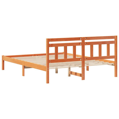 Bed Frame Brown 140 x 200 cm Solid Pine Wood