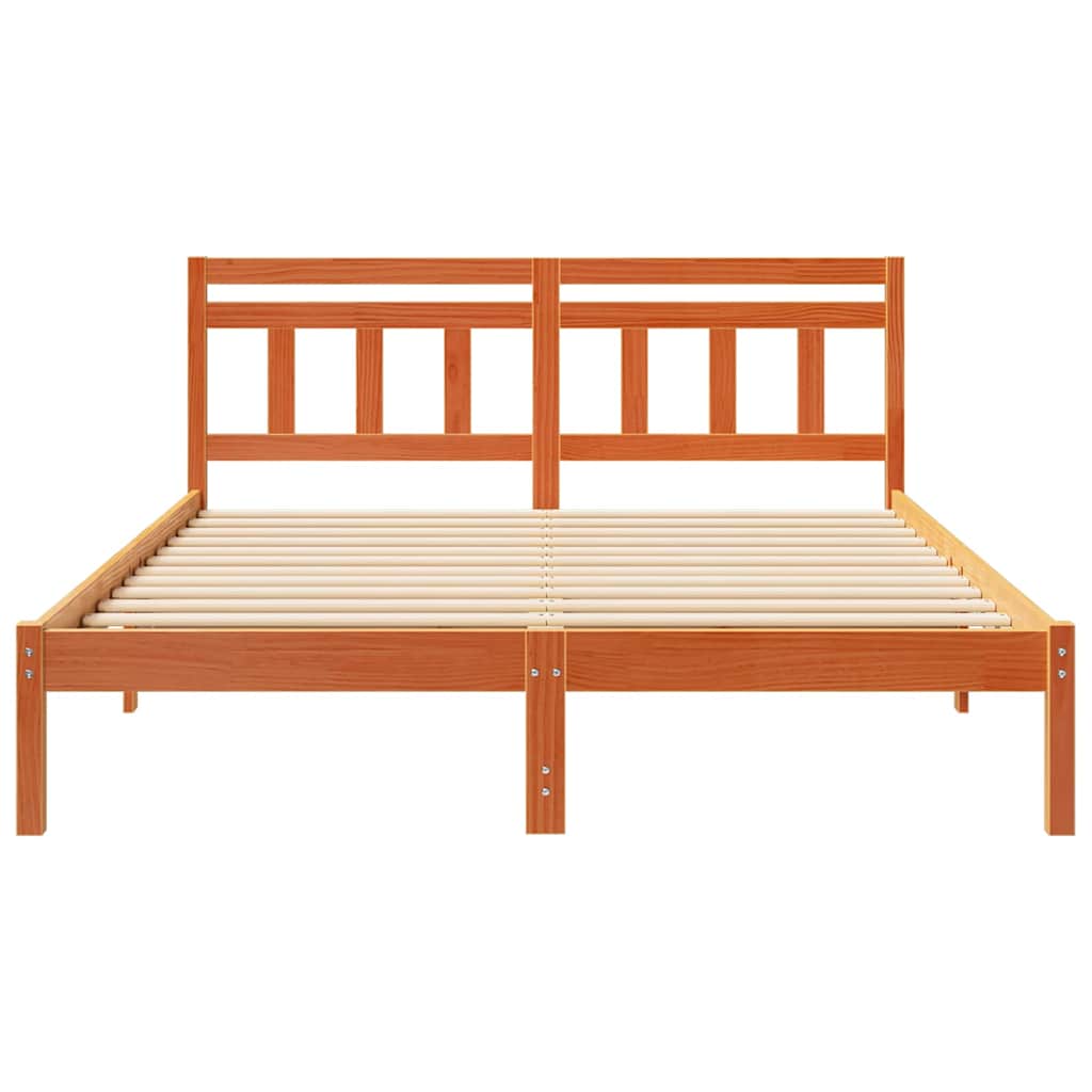 Bed Frame Brown 140 x 200 cm Solid Pine Wood