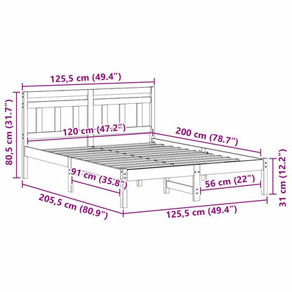 Bed Frame Brown 120 x 200 cm Solid Pine Wood