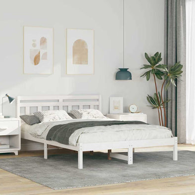 with Headboard White 120 x 200 cm Solid pine wood
