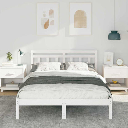 Bed Frame White 120 x 200 cm Solid Pine Wood