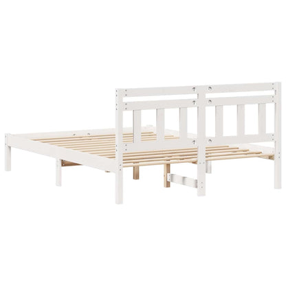 Bed Frame White 140 x 190 cm Solid Pine Wood