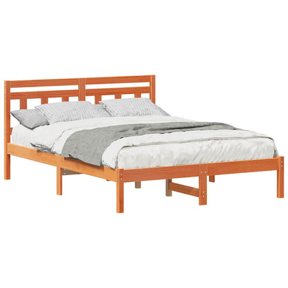 Bed Frame Brown 140 x 190 cm Solid Pine Wood
