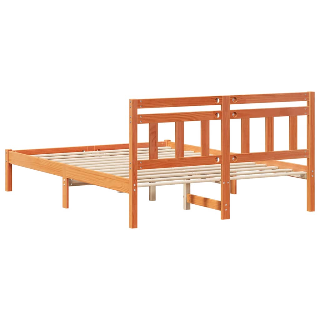 Bed Frame Brown 140 x 190 cm Solid Pine Wood