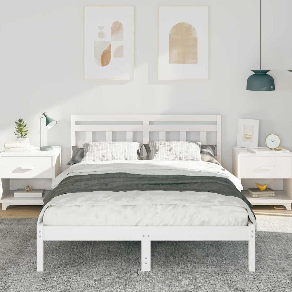Bed Frame White Solid pine wood