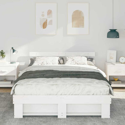 Bed Frame with Headboard White 160 x 200 cm Solid Pine Wood