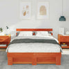 with Headboard Wax brown 160 x 200 cm Pine wood