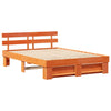 with Headboard Wax brown 160 x 200 cm Pine wood