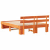 with Headboard Wax brown 160 x 200 cm Pine wood