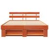 with Headboard Wax brown 160 x 200 cm Pine wood