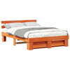 with Headboard Wax brown 160 x 200 cm Pine wood