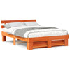 with Headboard Wax brown 160 x 200 cm Pine wood