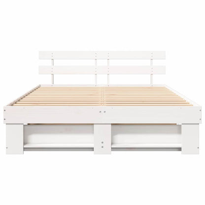 Bed Frame with Headboard White 150 x 200 cm Solid Pine Wood