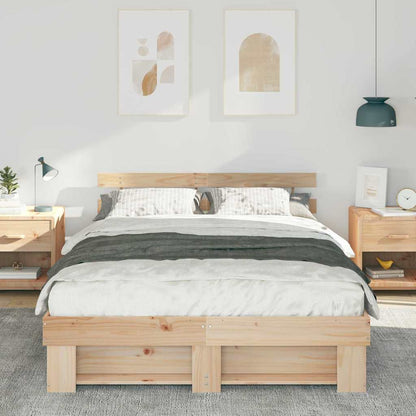 Bed Frame with Headboard Brown 140 x 200 cm Solid Pine Wood