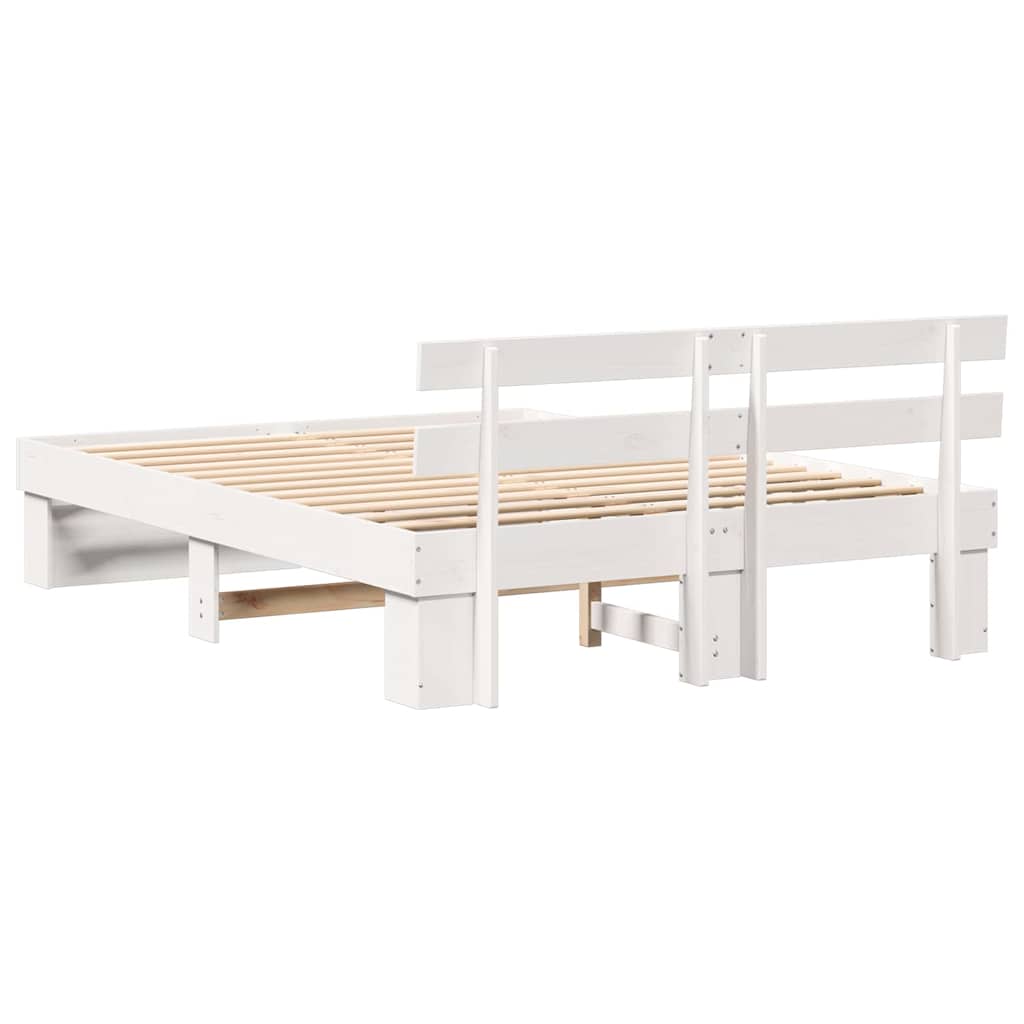 Bed Frame with Headboard White 140 x 200 cm Solid Pine Wood
