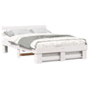 with Headboard White 140 x 200 cm Solid pine wood