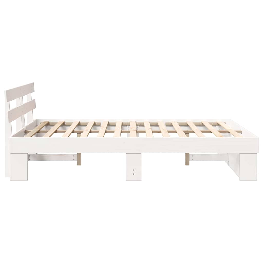 Bed Frame with Headboard White 140 x 200 cm Solid Pine Wood