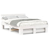 with Headboard White 140 x 200 cm Solid pine wood