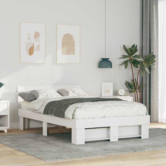 Bed Frame with Headboard White 120 x 200 cm Solid Pine Wood