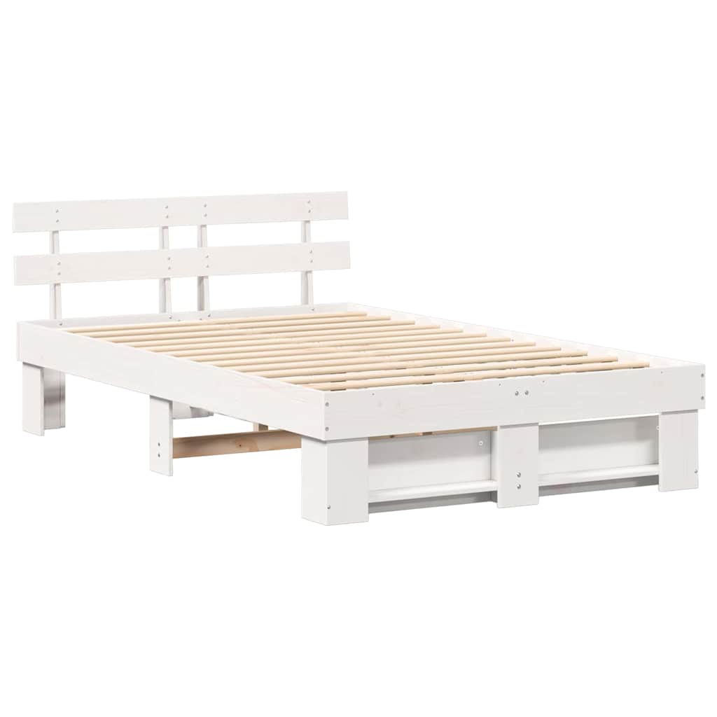 Bed Frame with Headboard White 120 x 200 cm Solid Pine Wood