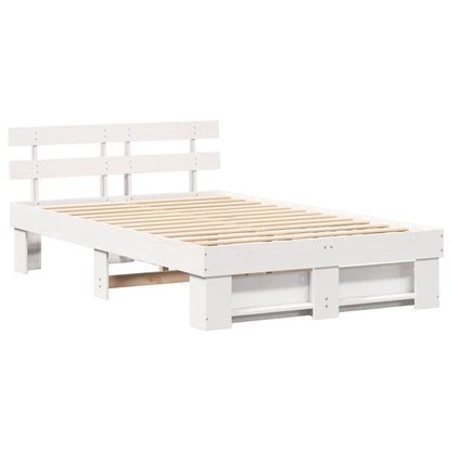 Bed Frame with Headboard White 120 x 200 cm Solid Pine Wood
