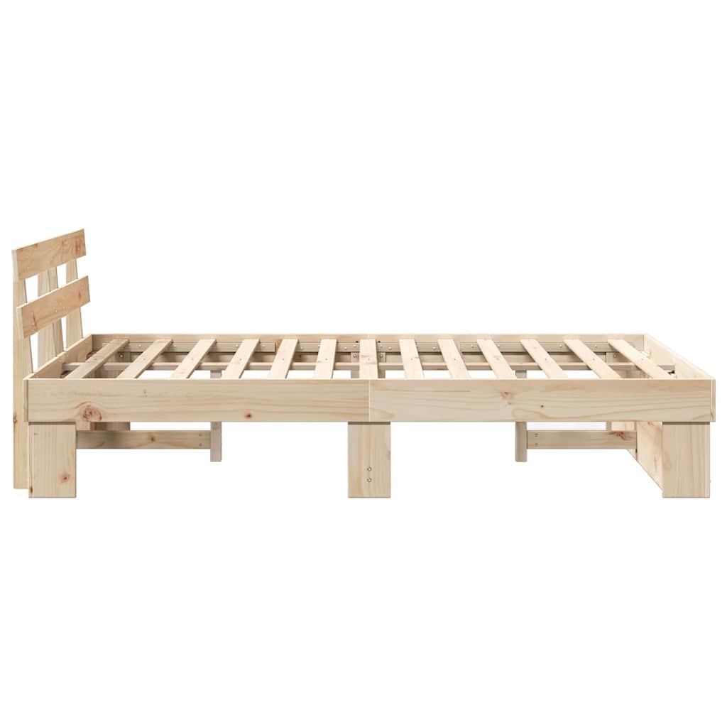 Bed Frame with Headboard Brown 140 x 190 cm Solid Pine Wood