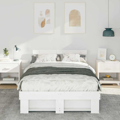 Bed Frame with Headboard White 140 x 190 cm Solid Pine Wood