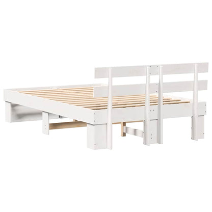 Bed Frame with Headboard White 140 x 190 cm Solid Pine Wood