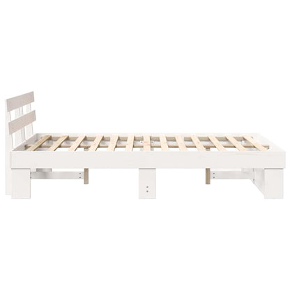 Bed Frame with Headboard White 140 x 190 cm Solid Pine Wood