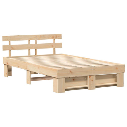 Bed Frame with Headboard Brown 135 x 190 cm Solid Pine Wood