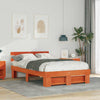 with Headboard Wax brown 135 x 190 cm Solid pine wood