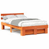 with Headboard Wax brown 135 x 190 cm Solid pine wood