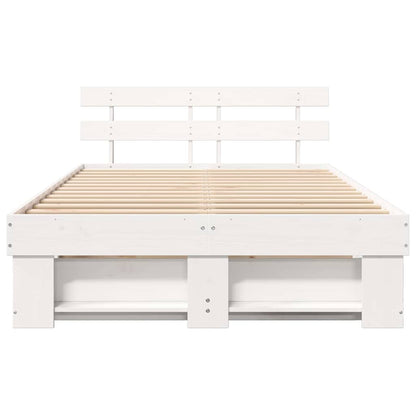 Bed Frame with Headboard White 120 x 190 cm Solid Pine Wood