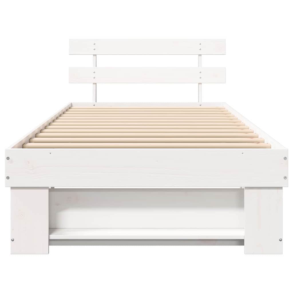 Bed Frame with Headboard White 100 x 200 cm Solid Pine Wood