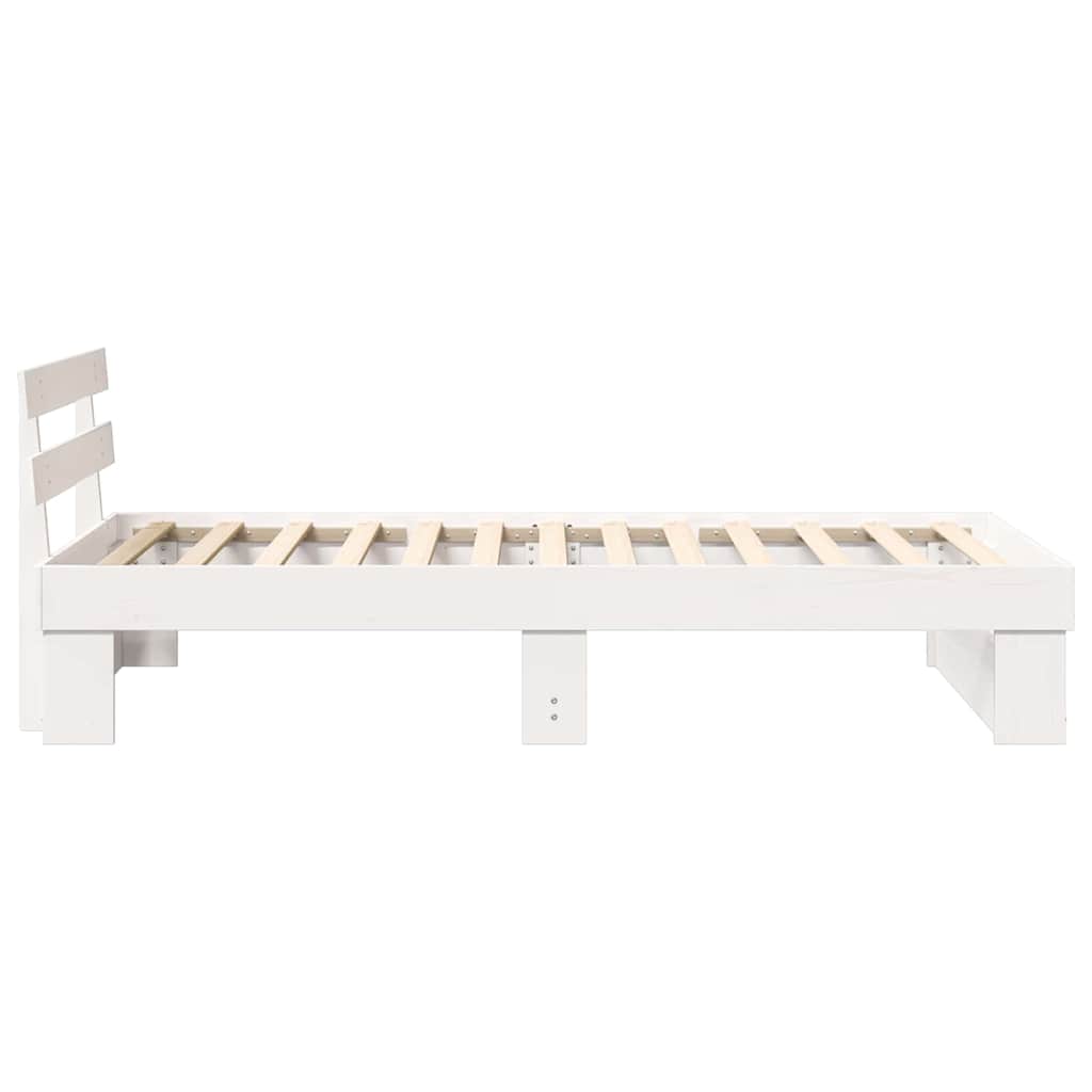 Bed Frame with Headboard White 100 x 200 cm Solid Pine Wood