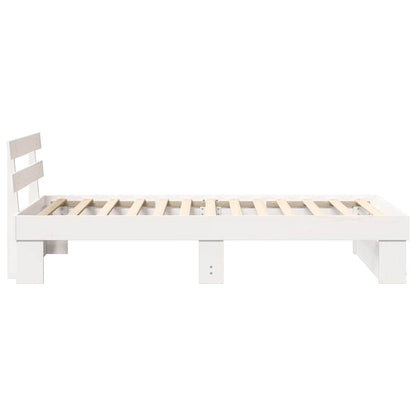 Bed Frame with Headboard White 100 x 200 cm Solid Pine Wood