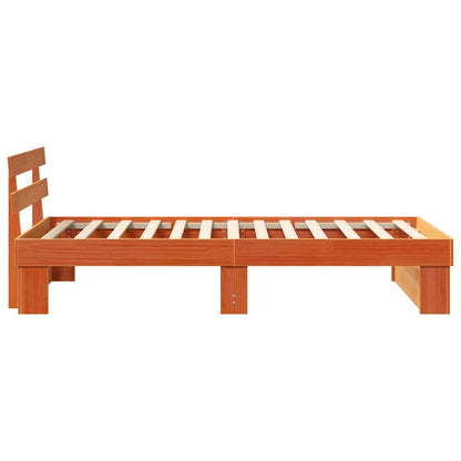 Bed Frame with Headboard Wax Brown 100 x 200 cm Solid Pine Wood