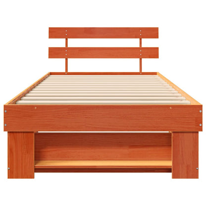 Bed Frame with Headboard Wax Brown 80 x 200 cm Solid Pine Wood