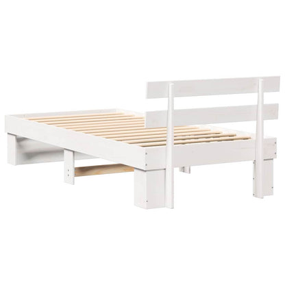 Bed Frame with Headboard White 90 x 190 cm Solid Pine Wood