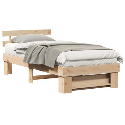 Bed Frame with Headboard Brown 75 x 190 cm Solid Pine Wood