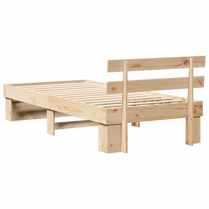 Bed Frame with Headboard Brown 75 x 190 cm Solid Pine Wood